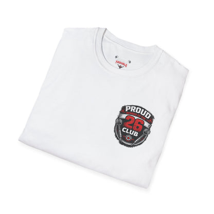 26 Club T-Shirt – Proud Member of the 26 Club Vintage Badge Tee