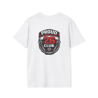 26 Club T-Shirt – Proud Member of the 26 Club Vintage Badge Tee