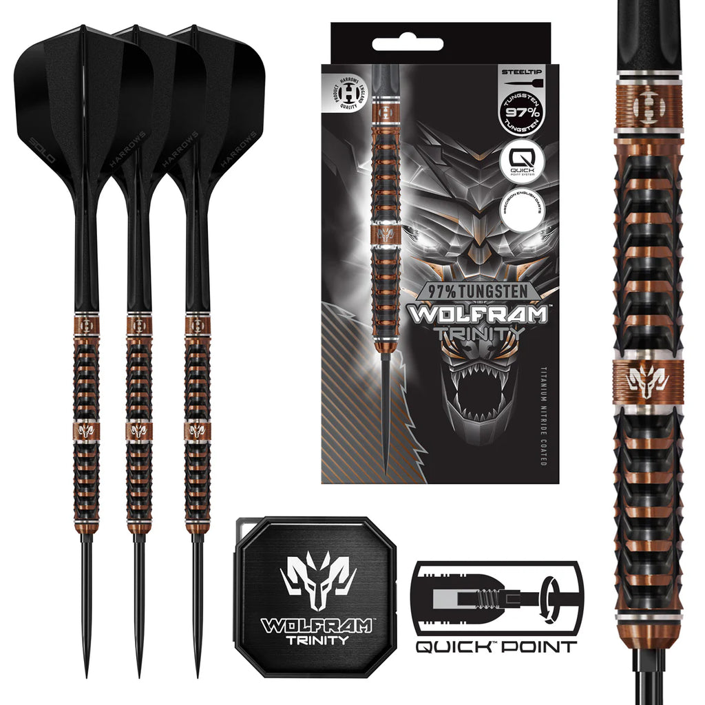 HARROWS WOLFRAM TRINITY 97% TUNGSTEN QP STEEL TIP DARTS