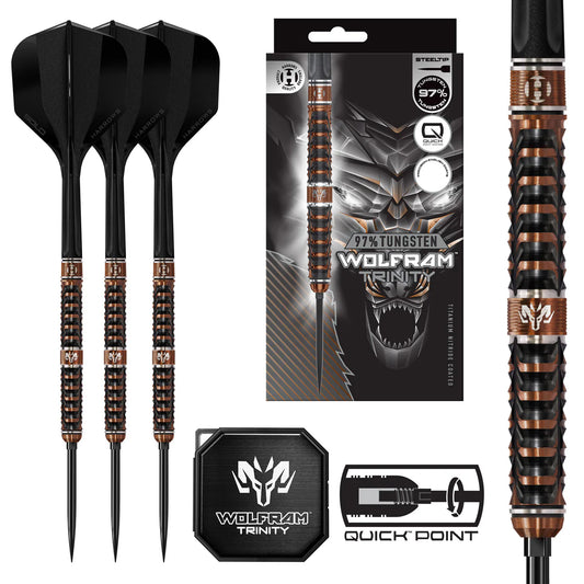 HARROWS WOLFRAM TRINITY 97% TUNGSTEN QP STEEL TIP DARTS