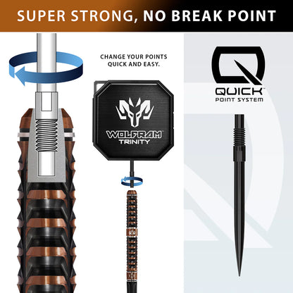 HARROWS WOLFRAM TRINITY 97% TUNGSTEN QP STEEL TIP DARTS
