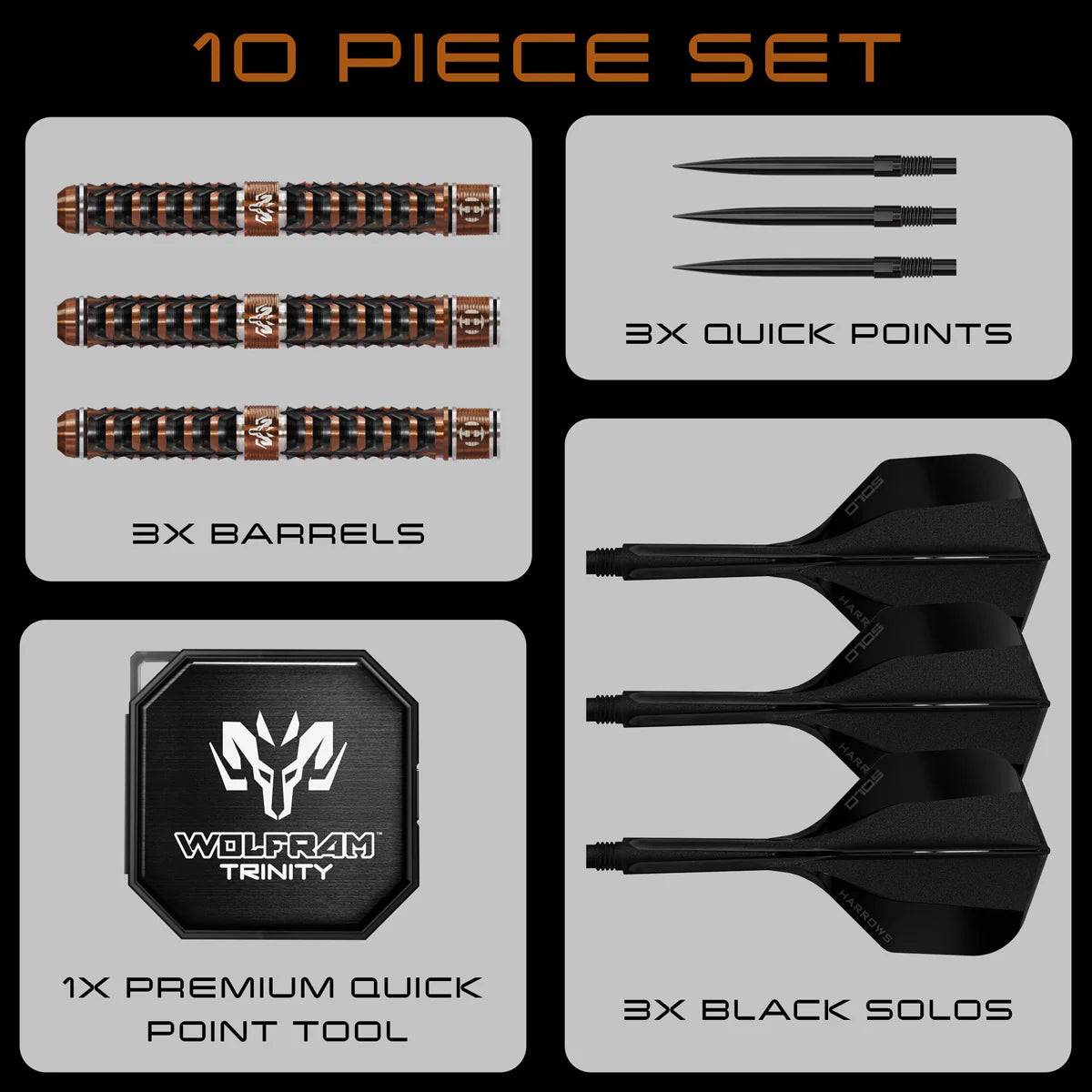 HARROWS WOLFRAM TRINITY 97% TUNGSTEN QP STEEL TIP DARTS