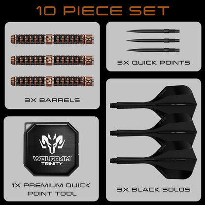HARROWS WOLFRAM TRINITY 97% TUNGSTEN QP STEEL TIP DARTS