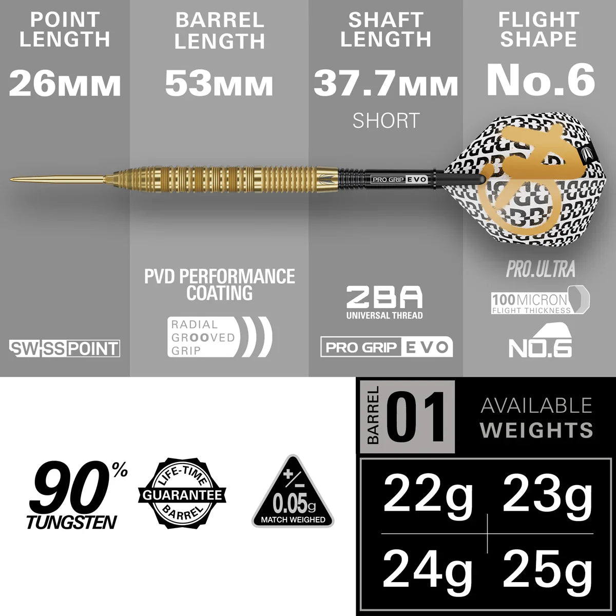 TARGET BOLIDE ENVY 01 90% TUNGSTEN SP STEEL TIP DARTS