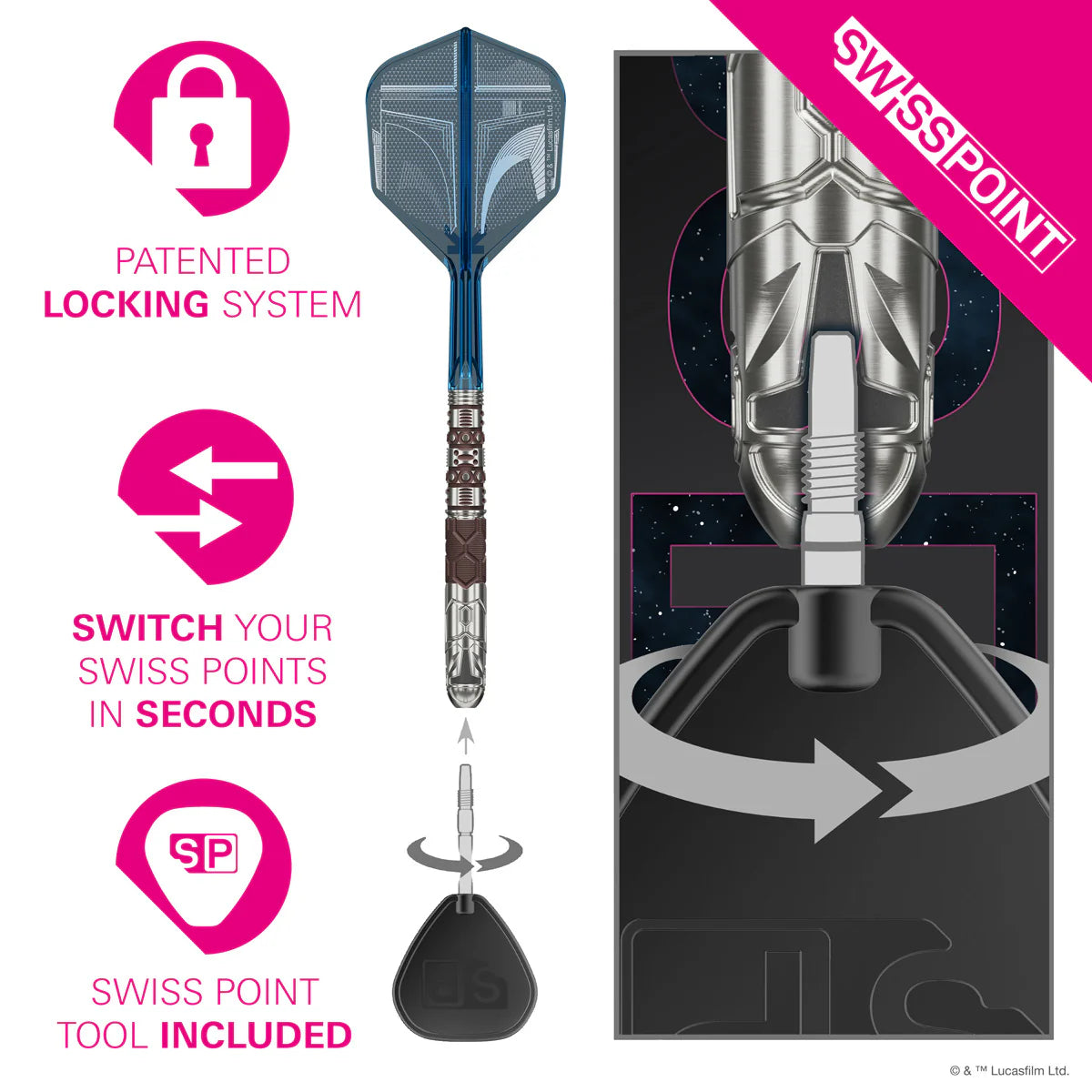 STAR WARS™ | TARGET MANDALORIAN 95% TUNGSTEN SP STEEL TIP DARTS