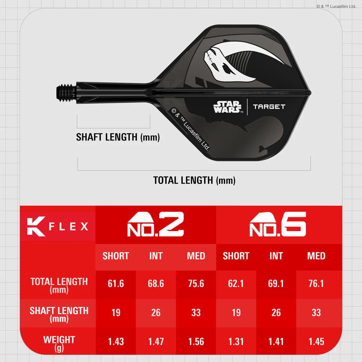 STAR WARS™ | TARGET MANDALORIAN K-FLEX NO6 INTEGRATED FLIGHTS AND SHAFTS MULTIPACK