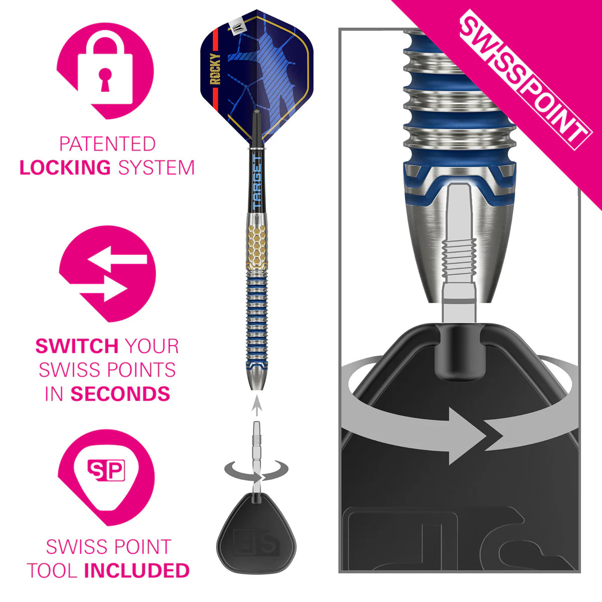 JOSH ROCK G1 90% TUNGSTEN SP STEEL TIP DARTS BY TARGET