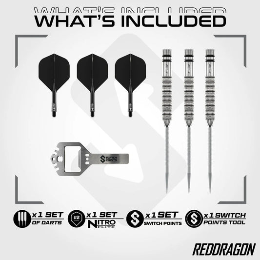 RED DRAGON GIAN VAN VEEN TOUR EDITION SWITCH POINT 90% TUNGSTEN STEEL TIP DARTS