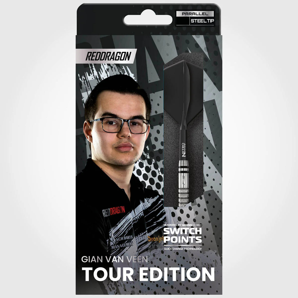 RED DRAGON GIAN VAN VEEN TOUR EDITION SWITCH POINT 90% TUNGSTEN STEEL TIP DARTS