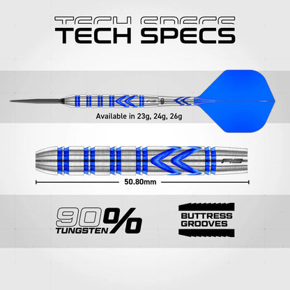 RED DRAGON GERWYN PRICE BLUE ORIGINAL SWITCH POINT 90% TUNGSTEN STEEL TIP DARTS