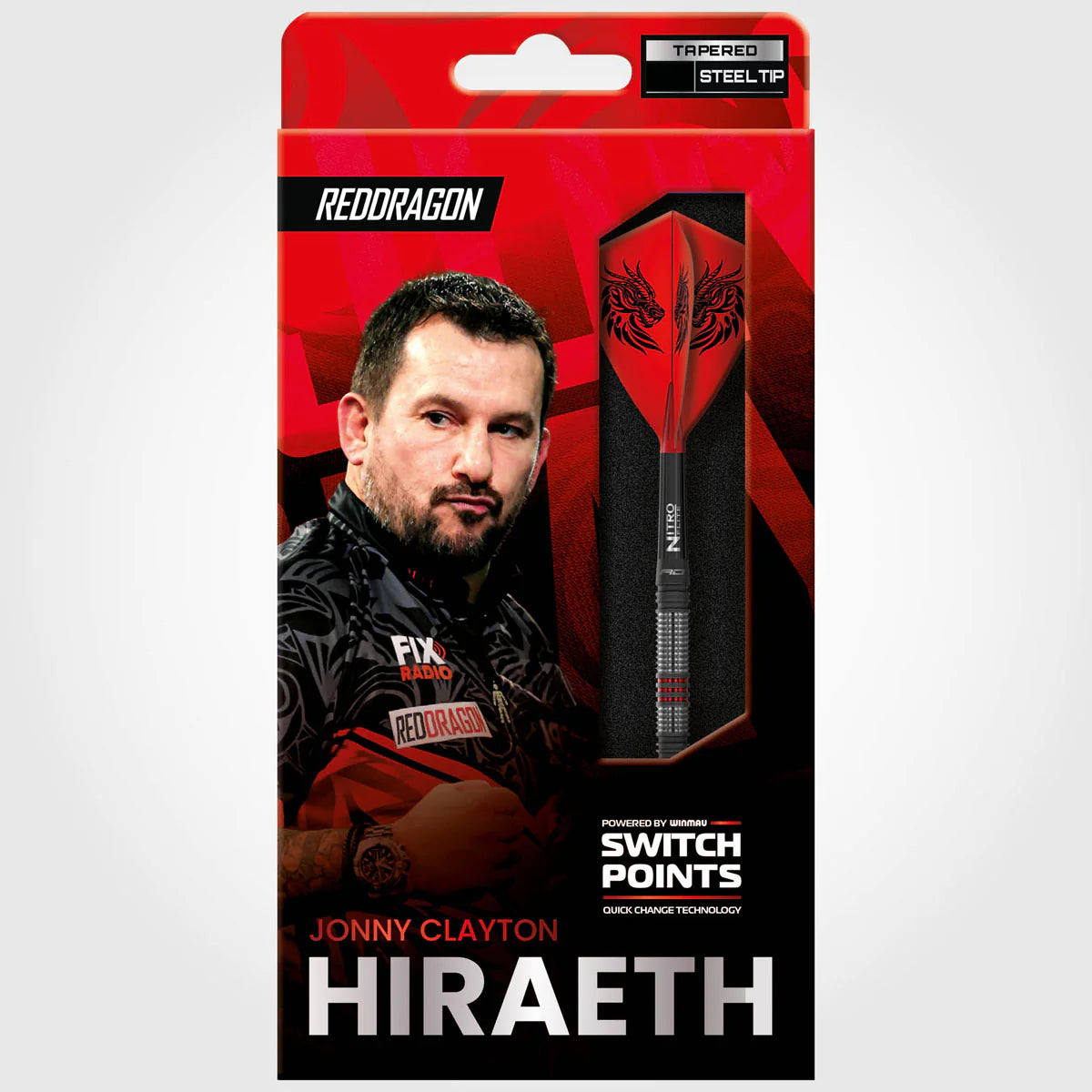 RED DRAGON JONNY CLAYTON HIRAETH SWITCH POINT 90% TUNGSTEN STEEL TIP DARTS