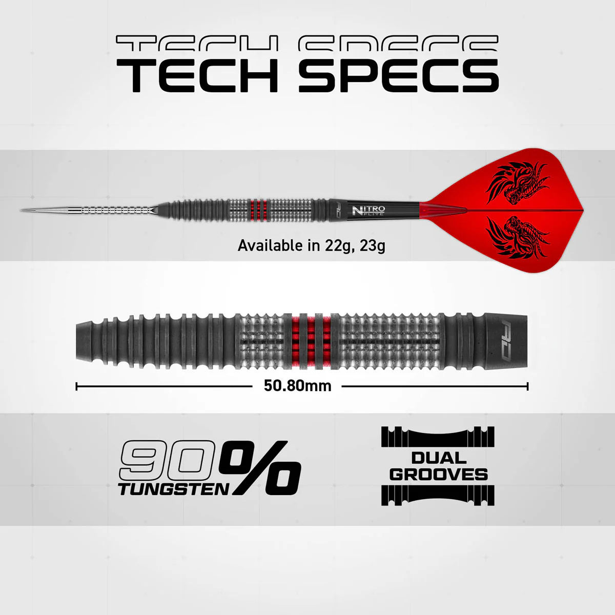 RED DRAGON JONNY CLAYTON HIRAETH SWITCH POINT 90% TUNGSTEN STEEL TIP DARTS