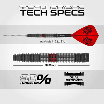RED DRAGON JONNY CLAYTON HIRAETH SWITCH POINT 90% TUNGSTEN STEEL TIP DARTS