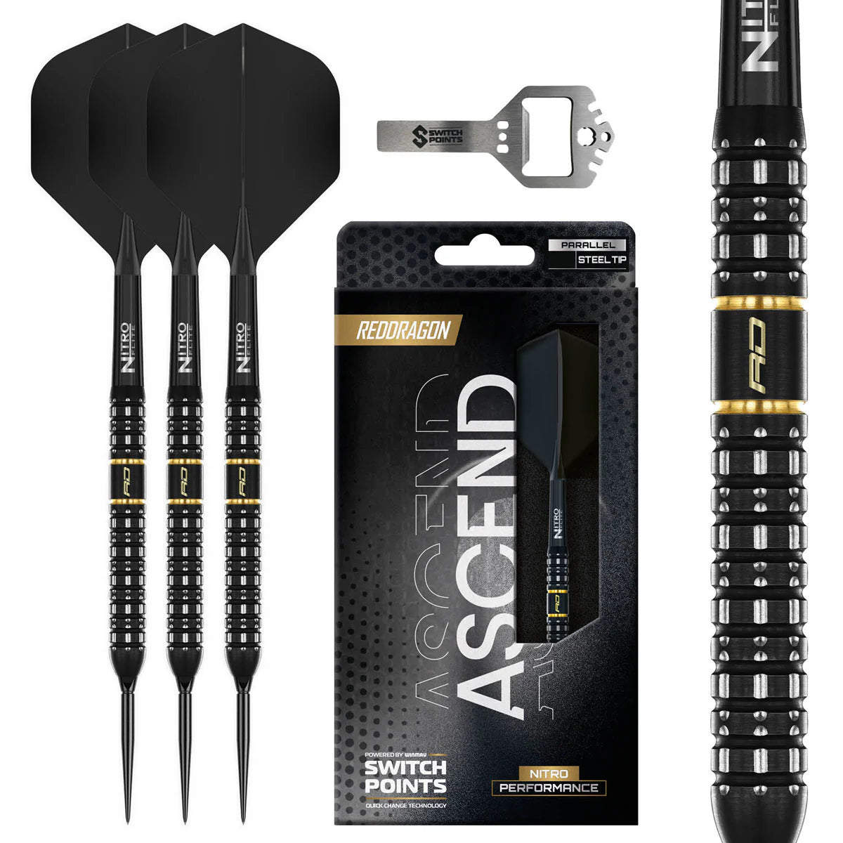 RED DRAGON ASCEND PARALLEL SWITCH POINT 90% TUNGSTEN STEEL TIP DARTS