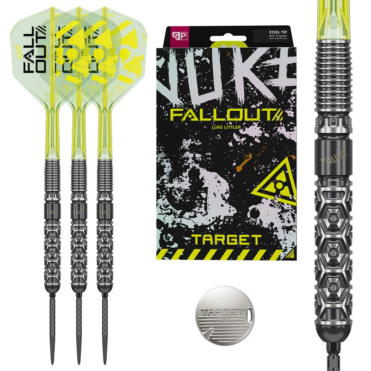 TARGET LUKE LITTLER FALLOUT SWISS POINT 90% TUNGSTEN STEEL TIP DARTS