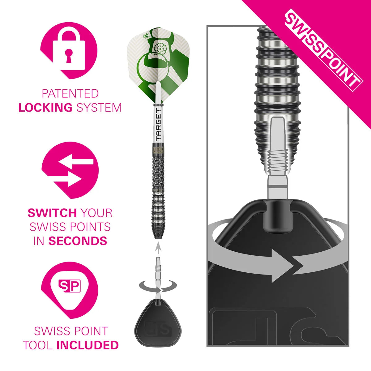 TARGET CHARLIE MANBY G1 SWISS POINT 95% TUNGSTEN STEEL TIP DARTS