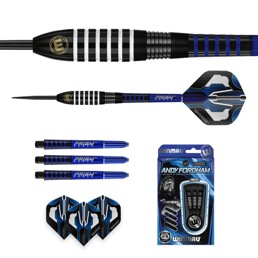 Winmau Andy Fordham Black 90% Tungsten Steel Tip Darts